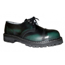 boty kožené KMM 3 dírkové černé/zelená