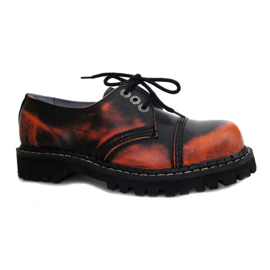 boty kožené KMM 3 dírkové černé/oranžová