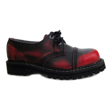 boty kožené KMM 3 dírkové černé/červená