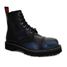 boty kožené KMM 6 dírkové černé/modrá