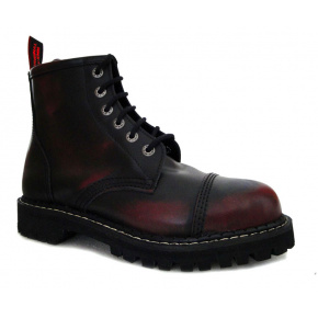 boty kožené KMM 6 dírkové černé/bordo