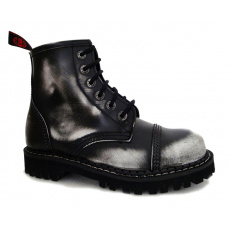boty kožené KMM 6 dírkové černé/bílá