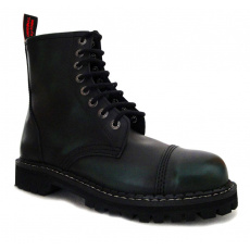 boty kožené KMM 8 dírkové černé/zelená