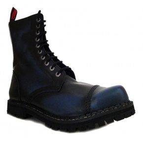 boty kožené KMM 10 dírkové černé/modrá
