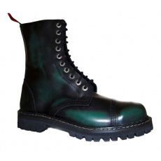 boty kožené KMM 10 dírkové černé/zelená