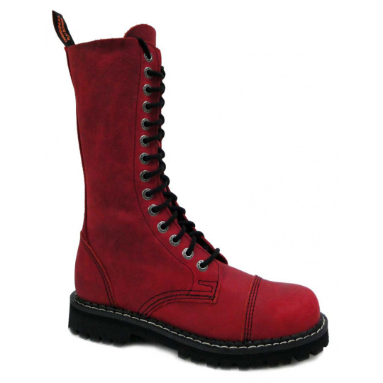 boty kožené KMM 14 dírkové crazy červené