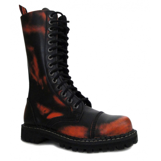boty kožené KMM 14 dírkové černé/oranžová