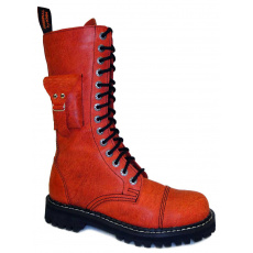 boty kožené KMM 14 dírkové cordoba červené s kapsičkou